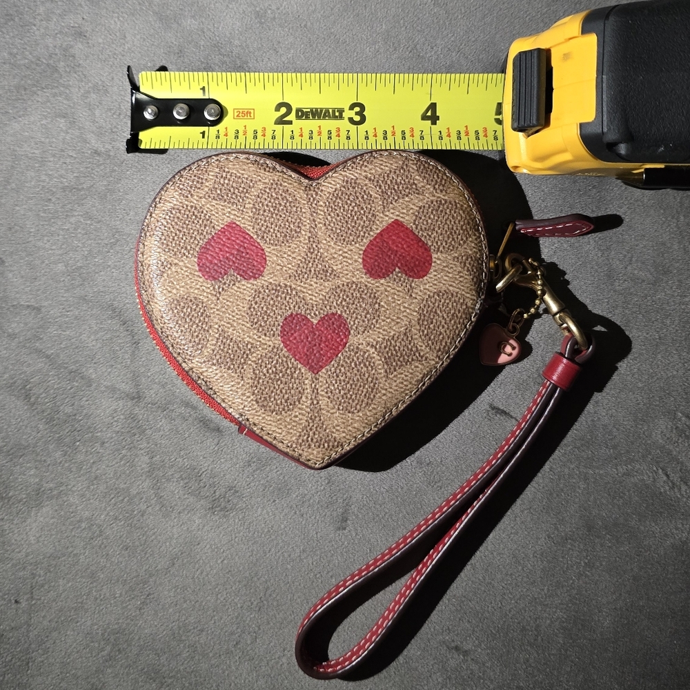 Coach Heart-Shaped Brown and Red Wristlet